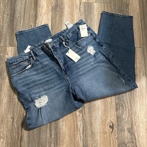 NWT Good American Women's Blue Distressed Relaxed Jeans